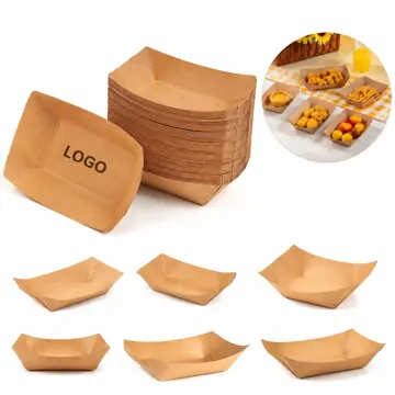 Stackable Kraft Paper Food Trays for Takeout, Parties
