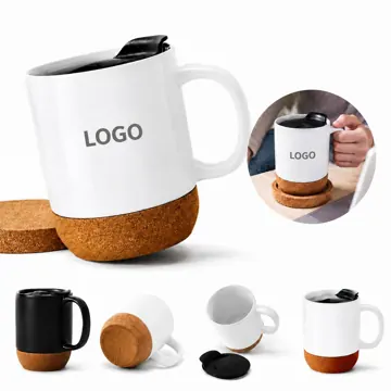 14oz Ceramic Mug with Cork-Bottom Lid for Coffee & Tea