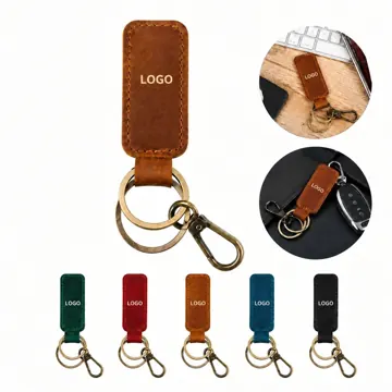 Natural Leather Keychain Durable Compact for Daily Use