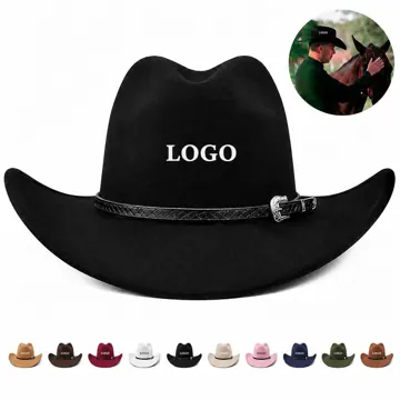 Felt Western Cowboy Hat with Wide Brim Sun Protection
