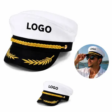 Classic White Sailor Hat with Blue Trim for Costume Parties