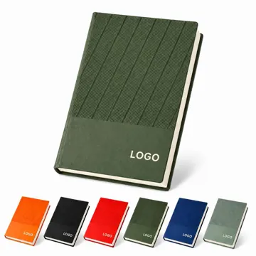 A5 PU Notebook with Diagonal Striped Cover