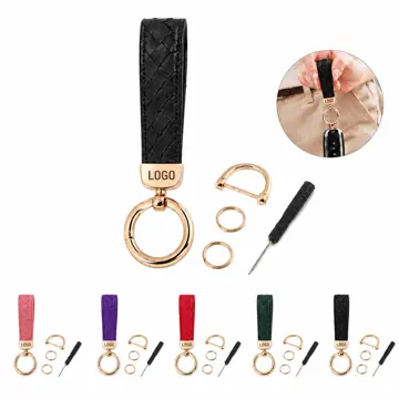 Genuine Leather Car Key Holder with Metal Ring