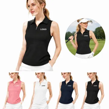 Sleeveless Golf Shirt with Zip Collar, Breathable