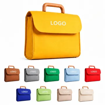 Eco-Friendly Felt Tote Bag with Wooden Handles