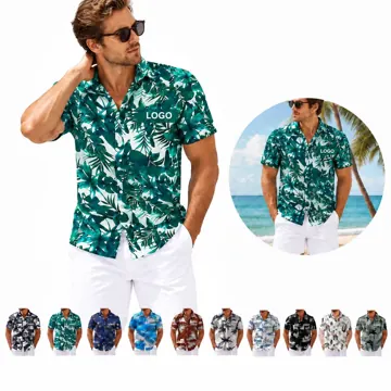 Men's Short Sleeve Floral Print Summer Beach Shirt