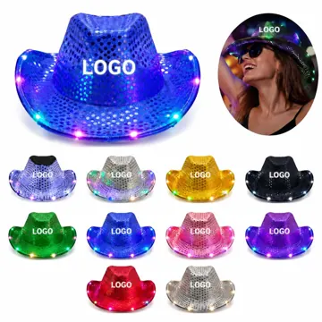 Light-Up Sequin Cowboy Hat with Adjustable Fit