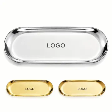 Oval Polished Metal Organizer Tray for Jewelry and Cutlery