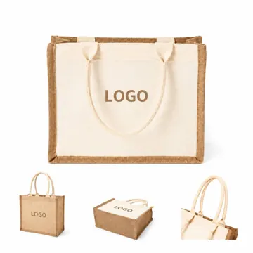 Large Natural Jute Tote Bag for Groceries and Daily Use
