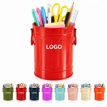 Portable Metal Pen Organizer with Handle for Desk Storage