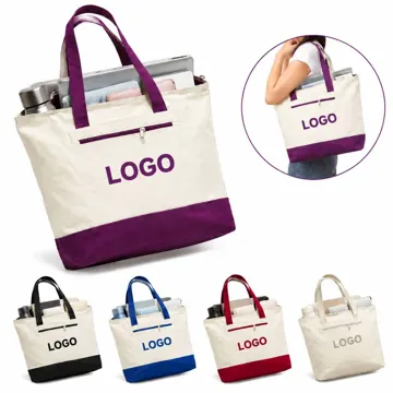 Heavyweight Cotton Canvas Tote with Full-Length Zipper