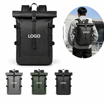 Expandable Roll-Top Laptop Backpack Water-Resistant
