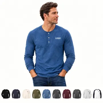 Men's Slim Fit Long Sleeve Henley Shirt